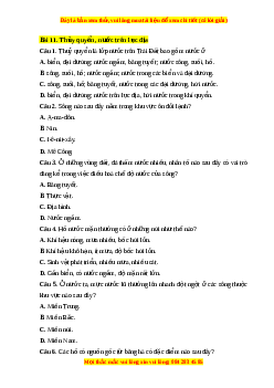 Trắc nghiệm Bài 12 Địa lí 10 Chân trời sáng tạo: Thủy quyển, nước trên lục địa