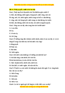 Trắc nghiệm Bài 12 Địa lí 10 Chân trời sáng tạo: Thủy quyển, nước trên lục địa
