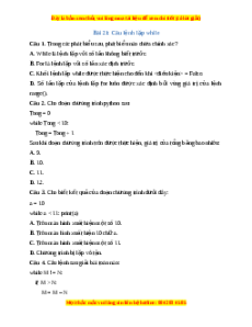 Trắc nghiệm Bài 21 Tin học 10 Kết nối tri thức: Câu lệnh lặp while