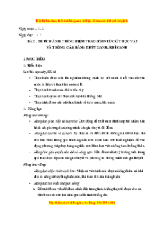 Giáo án Thực hành: Thí nghiệm trao đổi nước ở thực vật và trồng cây bằng thủy canh, khí canh Sinh học 11 Chân trời sáng tạo