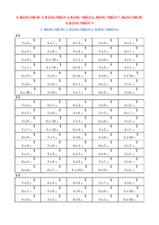 Phiếu rèn kĩ năng tính toán lớp 3