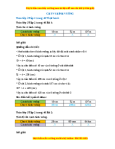 Giải Sgk Toán lớp 3 Bài 18: Chu vi hình vuông (Chân trời sáng tạo)