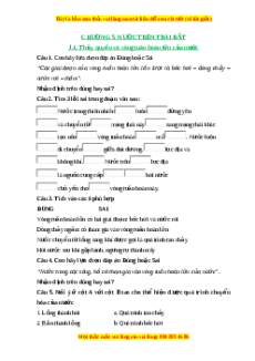 Trắc nghiệm Bài 19 Địa lí 6 Kết nối tri thức: Thủy quyển và vòng tuần hoàn lớn của nước