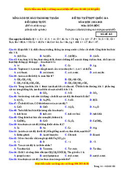 Đề thi thử Hóa học Sở Bình Thuận năm 2023