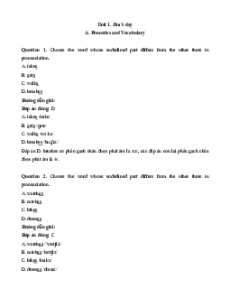 Bài tập trắc nghiệm Tiếng Anh lớp 5 Family and Friends đáp án