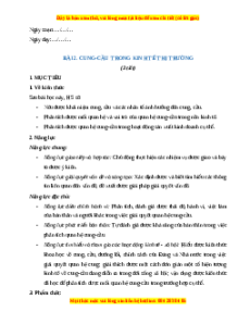 Giáo án Bài 2 KTPL 11 Chân trời sáng tạo: Cung - cầu trong nền kinh tế thị trường