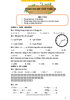 Bài tập cuối tuần Toán lớp 3 Tuần 35 Kết nối tri thức (có lời giải)
