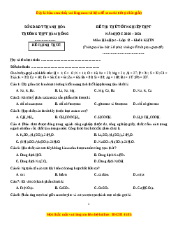 Đề thi thử Hóa Học trường Hàm Rồng năm 2021