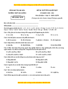 Đề thi thử Hóa Học trường Hàm Rồng năm 2021