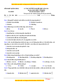 Đề thi thử Vật Lí Sở Quảng Bình năm 2021
