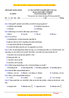 Đề thi thử Vật Lí Sở Quảng Bình năm 2021