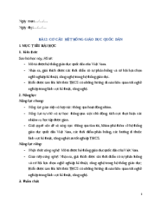 Giáo án Bài 2 Công nghệ 9 Định hướng nghề nghiệp Kết nối tri thức: Cơ cấu hệ thống giáo dục quốc dân