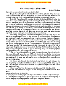 Phiếu bài tập Tuần 3 Bàn về nhân vật Thánh Gióng Ngữ văn 7