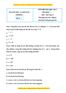 Đề thi cuối kì 2 Vật lí 11 Chân trời sáng tạo (Đề 2)