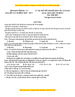 Đề thi thử Sinh Học Cụm trường TP Vũng Tàu lần 1 năm 2021