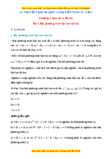 Lý thuyết Bài 4: Bất phương trình bậc hai một ẩn Toán 10 Cánh diều