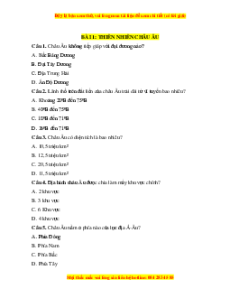 Bộ trắc nghiệm Địa lí 7 Chân trời sáng tạo có đáp án