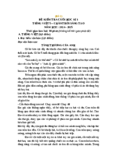 Đề thi cuối kì 1 Tiếng Việt lớp 5 Chân trời sáng tạo (Đề 2)