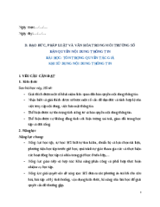Giáo án Chủ đề D Tin học lớp 5 Cánh diều: Tôn trọng quyền tác giả khi sử dụng nội dung thông tin