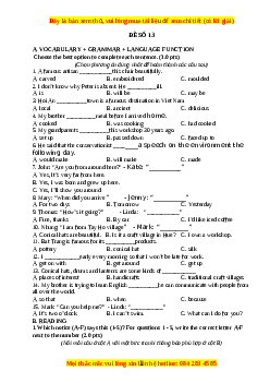 Đề thi giữa kì 1 Tiếng Anh 9 - Đề 13