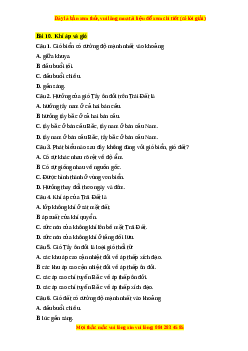 Trắc nghiệm Bài 9 Địa lí 10 Chân trời sáng tạo: Khí áp và gió