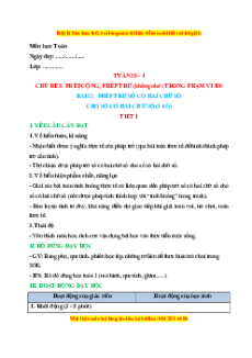 Giáo án Phép trừ có hai chữ số cho số có hai chữ số  Toán lớp 1 Kết nối tri thức