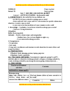 Giáo án Unit 7: Recipes and eating habbits Tiếng Anh 9 CV 5512