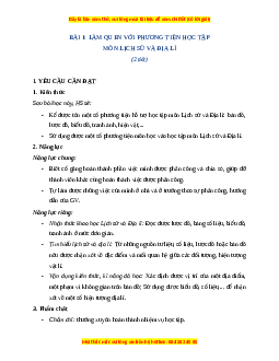 Giáo án Bài 1 Lịch sử & Địa lí lớp 4 Chân trời sáng tạo: Làm quen với phương tiện học tập môn Lịch sử và Địa lí