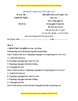 Đề thi Công nghệ 10 giữa kì 1 Kết nối tri thức (Công nghệ trồng trọt) - Đề 2