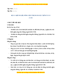 Giáo án Bài 6 Lịch sử 8 Cánh diều (2024): Khởi nghĩa nông dân ở Đàng ngoài thế kỉ XVIII