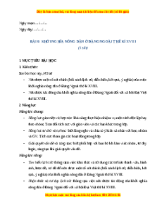 Giáo án Bài 6 Lịch sử 8 Cánh diều (2024): Khởi nghĩa nông dân ở Đàng ngoài thế kỉ XVIII
