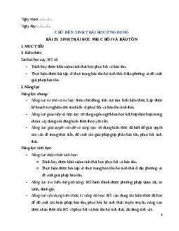 Giáo án Bài 25 Sinh học 12 Cánh diều: Sinh thái học phục hồi và bảo tồn