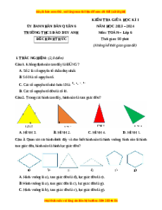 Đề thi giữa kì 1 Toán 6 Chân trời sáng tạo Trường THCS Đào Duy Anh - TP.HCM
