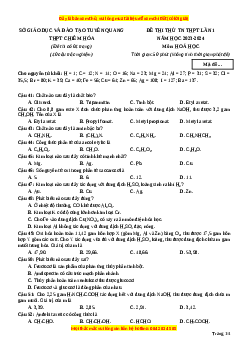 Đề thi thử tốt nghiệp Hóa học trường THPT Chiêm Hóa - Tuyên Quang lần 1 năm 2024