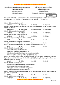 Đề thi thử tốt nghiệp Hóa học trường THPT Chiêm Hóa - Tuyên Quang lần 1 năm 2024