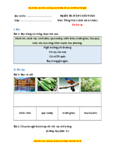 Bài tập cuối tuần Tiếng việt lớp 1 Tuần 16 Kết nối tri thức (có lời giải)