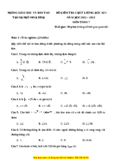 Đề thi cuối kì 1 Toán 7 Cánh diều tỉnh Ninh Bình