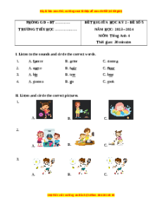 Đề thi giữa kì 2 Tiếng Anh lớp 4 Global success (Đề 5)