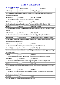 Bài tập chuyên sâu Unit 9: Natural disasters Tiếng Anh 8 Global success