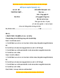Đề thi Công nghệ 10 cuối kì 1 Kết nối tri thức (Công nghệ trồng trọt) - Đề 2
