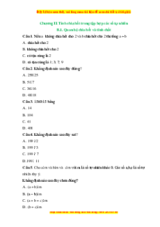 Trắc nghiệm Quan hệ chia hết và tính chất Toán 6 Kết nối tri thức