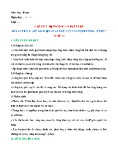 Giáo án Tính chất giao hoán và kết hợp của phép cộng Toán 4 Kết nối tri thức