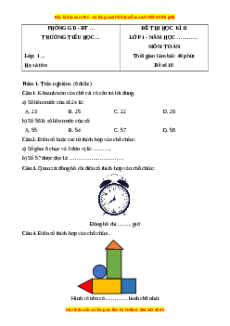 Đề thi cuối kì 2 Toán lớp 1 Chân trời sáng tạo (Đề 10)