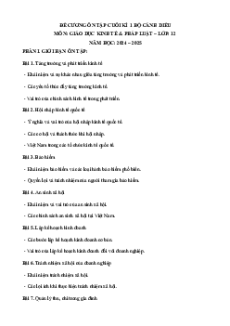 Đề cương Cuối kì 1 Kinh tế pháp luật 12 Cánh diều (có lời giải)