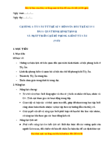 Giáo án Bài 1 Lịch sử 7 Chân trời sáng tạo: Quá trình hình thành và phát triển chế độ phong kiến ở Tây Âu (phiên bản 2)