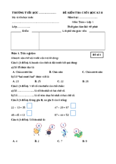 Bộ 5 đề thi cuối kì 2 Toán lớp 1 Cùng học để phát triển năng lực có đáp án