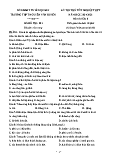 Đề thi thử tốt nghiệp 2025 Địa lí THPT Nguyễn Văn Huyên-Tuyên Quang