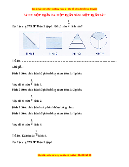 VBT Toán lớp 3 Bài 27 (Cánh diều): Một phần ba. Một phần năm. Một phần sáu