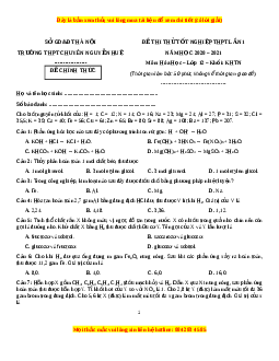 Đề thi thử Hóa Học trường Chuyên Nguyễn Huệ năm 2021