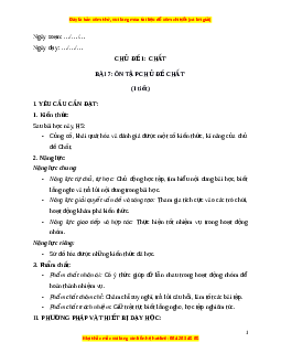 Giáo án Bài 7 Khoa học lớp 4 (Chân trời sáng tạo): Ôn tập chủ đề chất